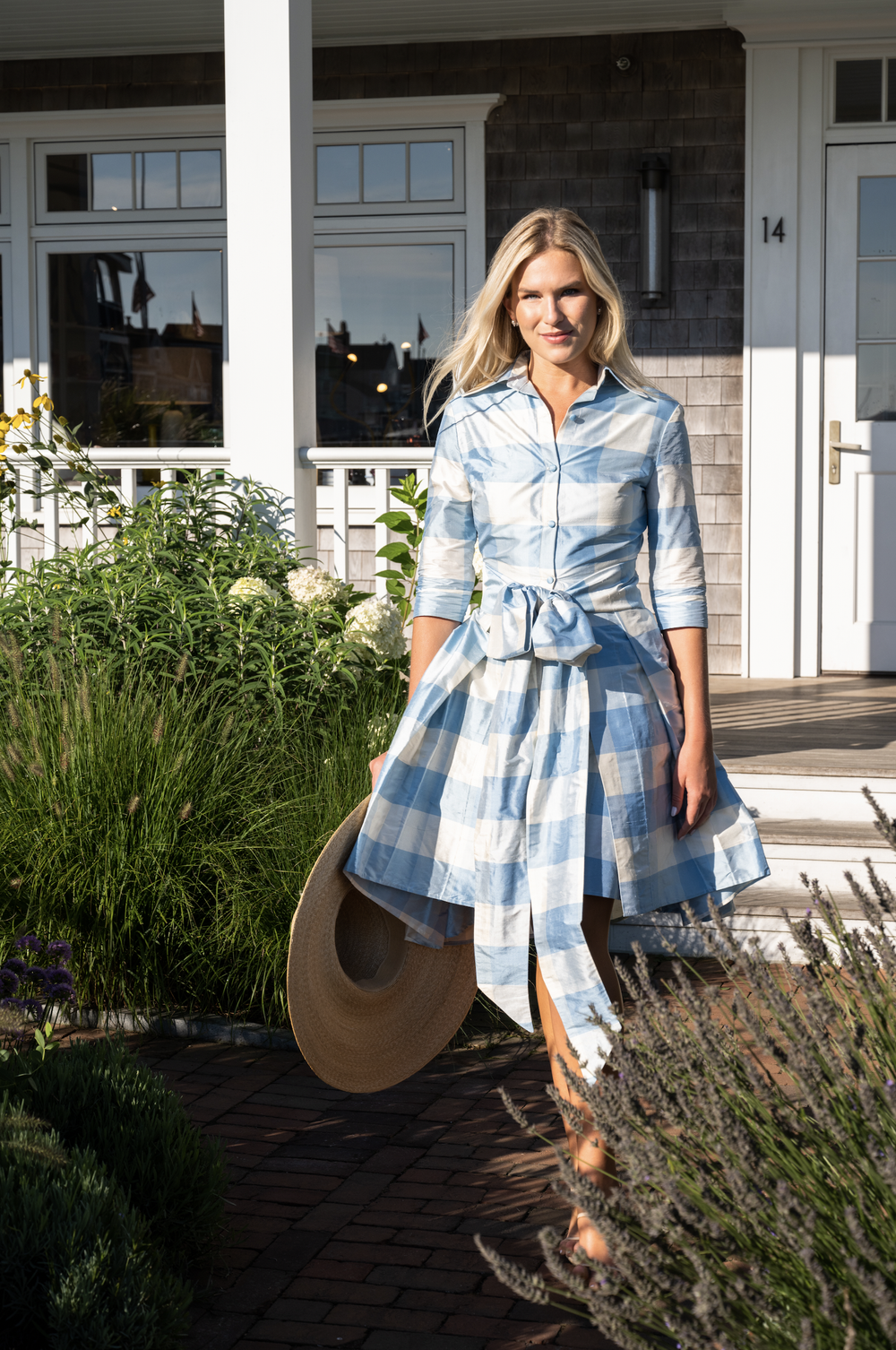 Collared Cocktail Dress - Large Blue Check — Luciana Emilia Collared Cocktail Dress - Large Blue Check — Luciana Emilia